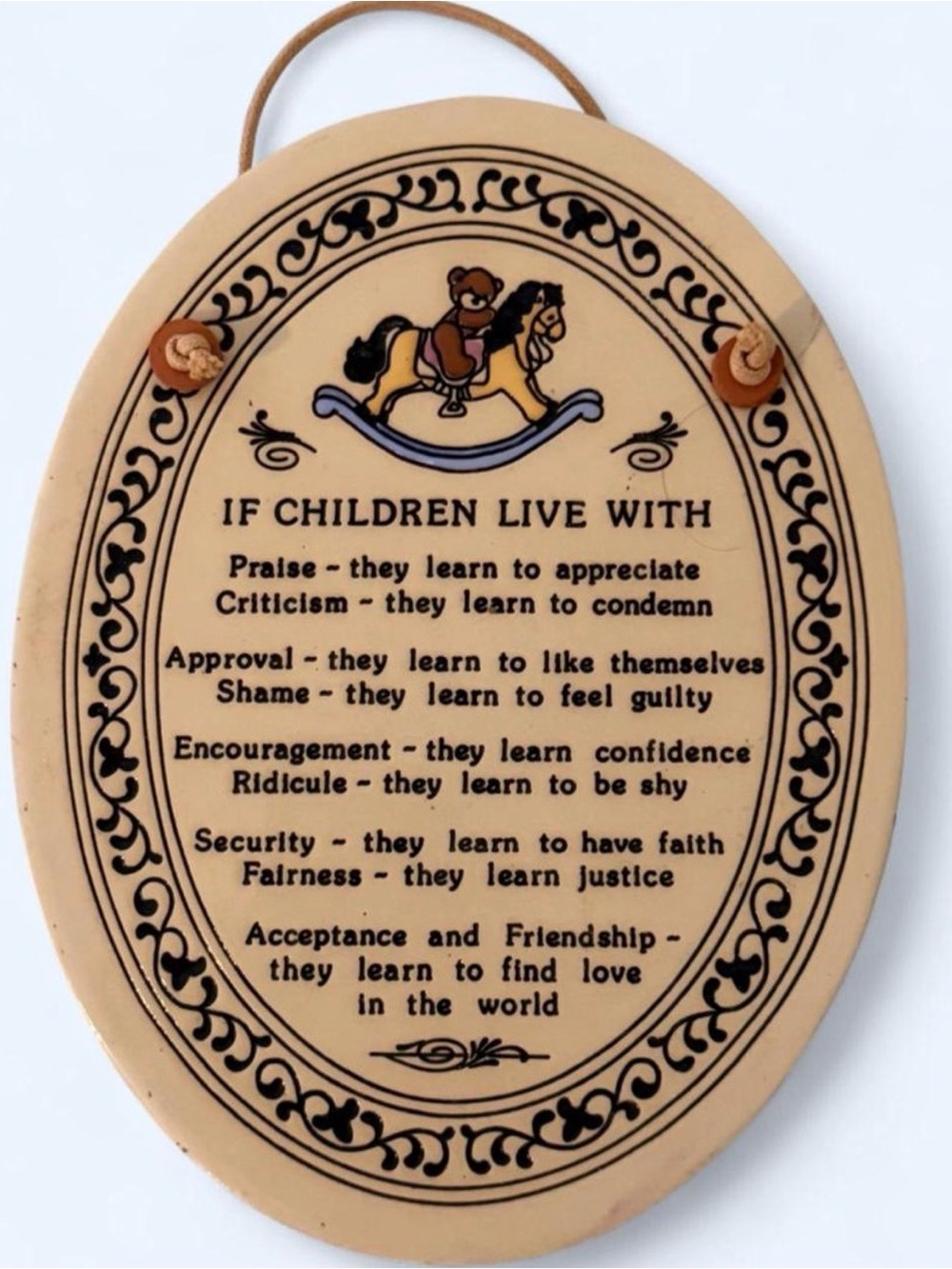 Beige Inspirational Wall Plaque - If Children Live With Poem